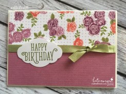 Birthday Card using Stampin Ups Petal Garden DSP, Pretty Label and Happy Birthday Gorgeous by Kate Morgan, Independent Demonstrator Australia 10