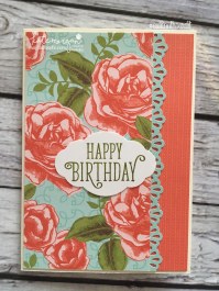 Birthday Card using Stampin Ups Petal Garden DSP, Pretty Label and Happy Birthday Gorgeous by Kate Morgan, Independent Demonstrator Australia 6