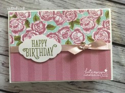 Birthday Card using Stampin Ups Petal Garden DSP, Pretty Label and Happy Birthday Gorgeous by Kate Morgan, Independent Demonstrator Australia 7