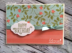 Birthday Card using Stampin Ups Petal Garden DSP, Pretty Label and Happy Birthday Gorgeous by Kate Morgan, Independent Demonstrator Australia 8