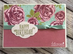 Birthday Card using Stampin Ups Petal Garden DSP, Pretty Label and Happy Birthday Gorgeous by Kate Morgan, Independent Demonstrator Australia 9