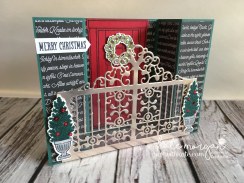Heart of Christmas Inspiration Bridge Fold card with TUTORIAL using Stampin Up At Home with You &amp; Detailed Gate thinlits die by Kate Morgan, Independent Demonstrator, Australia. #cutitno