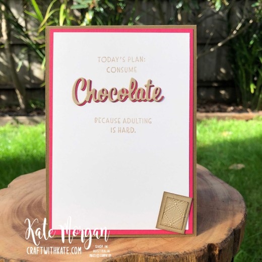 Nothing's Better Than Chocolate card by Kate Morgan, Stampin Up Australia 2020 Colour Creations Showcase Crumb Cake.