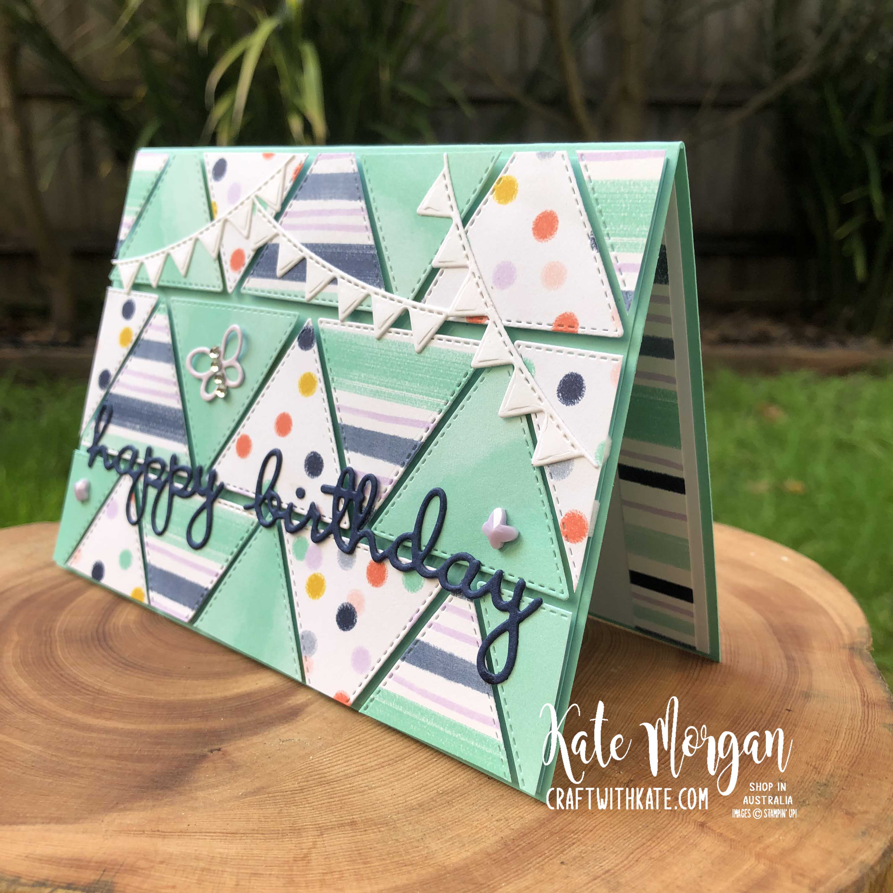 Playing with Patterns & Stitched Triangles for CCS Coastal Cabana by Kate Morgan Stampin Up Australia 2020.