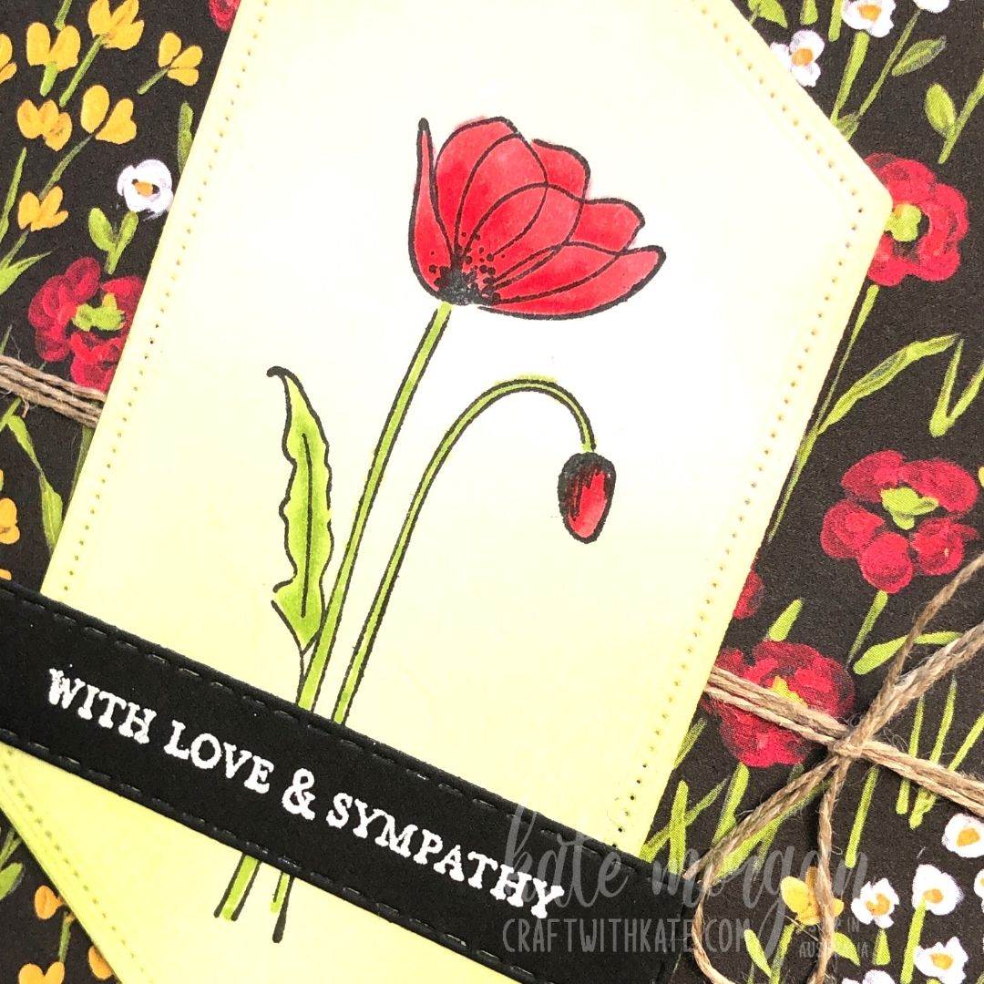Sympathy card using Stampin Up Painted Poppies by Kate Morgan Australia 2021