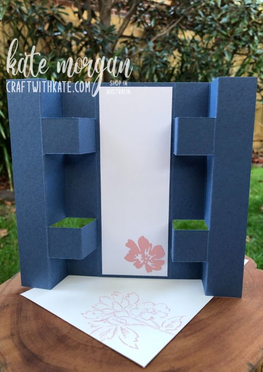 Panel Tower Fold Card using Hand-Penned Petals by Kate Morgan, Stampin Up Australia 2021 back