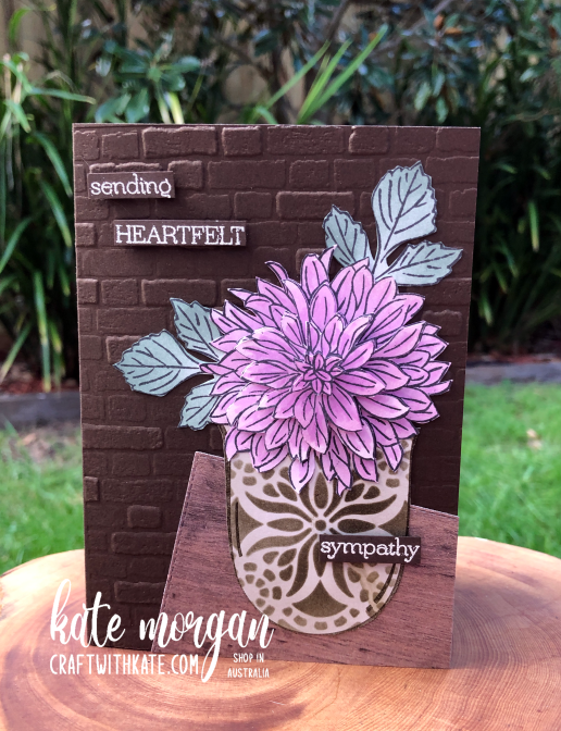 Sympathy card using Delicate Dahlias SAB by Kate Morgan Stampin Up Australia 2021