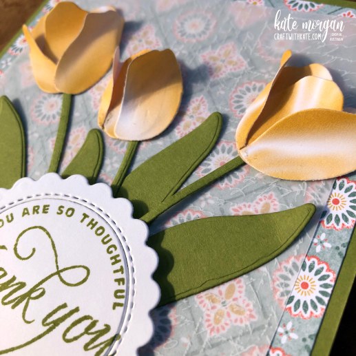 Flowering Tulips thank you card for Old Olive CCBH by Kate Morgan, Stampin Up Auatralia 2022.