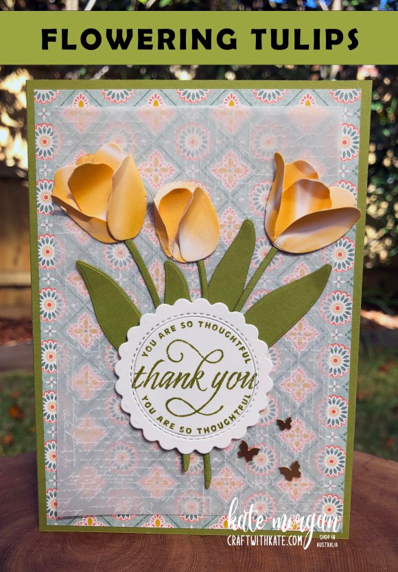 Flowering Tulips thank you card for Old Olive CCBH by Kate Morgan, Stampin Up Auatralia 2022