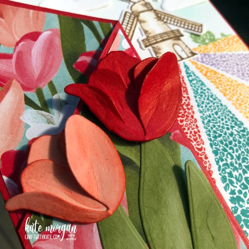 Flowering Tulip Fields fancy fold card by Kate Morgan, Stampin Up Australia 2022.