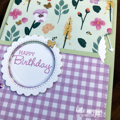 Give it a Whirl Pansy card for CCBH by Kate Morgan, Stampin Up Australia 2022 close up