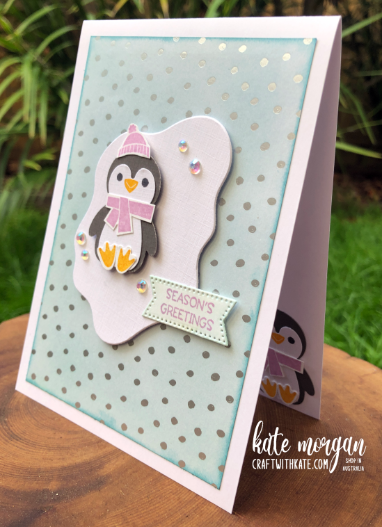 Penguin Place Christmas card by Kate Morgan, Stampin Up Australia 2022 side