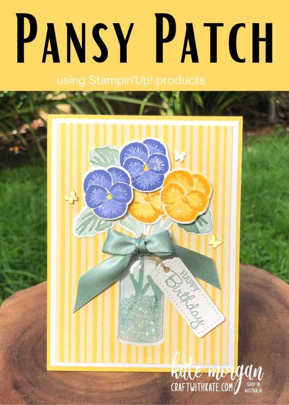Shaker Card using Pansy Patch and Vintge Bottle by Kate Morgan, Stampin Up Australia 2022