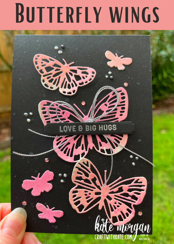 Butterfly Wings watercolour card for Flirty Flamingo CCBH by Kate Morgan, Stampin Up Australia 2022