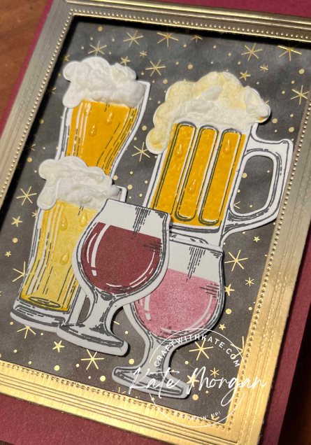 Masculine 3D Shutter Card Brewed For You by Kate Morgan, Stampin Up Australia 2022 close up