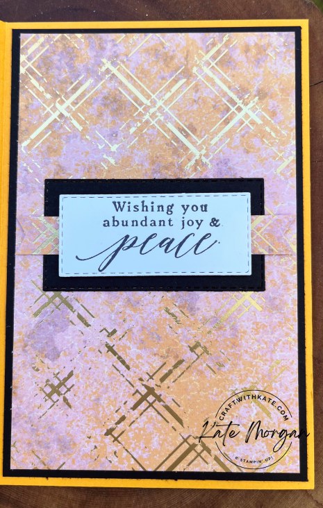 Trifold Shutter card using Stampin Up Texture Chic &amp; Perched in a Tree Bundle by Kate Morgan, Australia 2022 panel 3