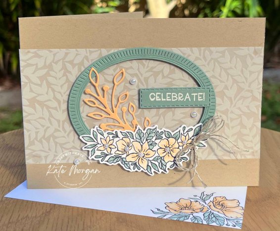 Celebrate Framed Florets card for Pale Papaya CCBH by Kate Morgan Stampin Up Australia SAB 2023 inside