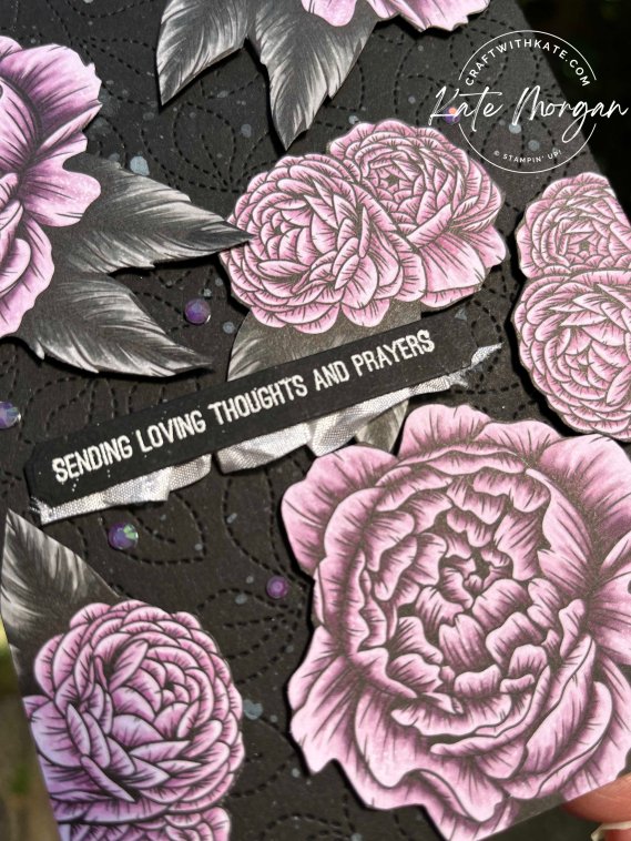 Favored Flowers floating sympathy card by Kate Morgan, Stampin Up Australia SAB 2023 close up