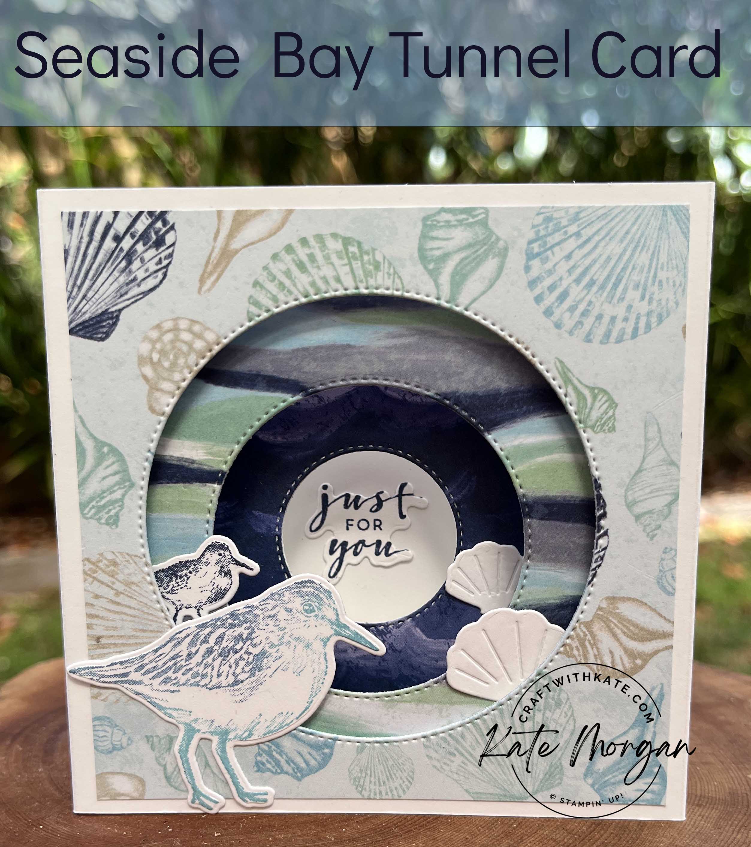 Seaside Bay Tunnel card by Kate Morgan, Stampin Up Australia SAB 2023