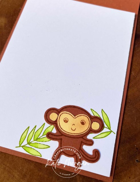 Little Monkey Copper Clay card by Kate Morgan, Stampin Up Australia 2023 inside