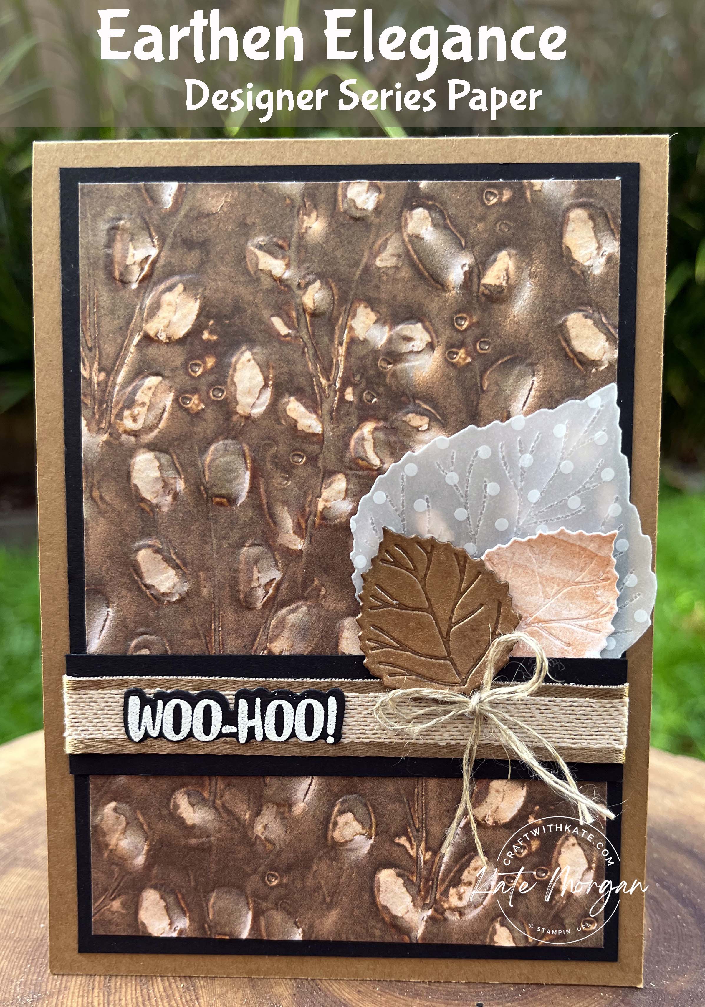 Earthen Elegance DSP for Pecan Pie Colour Creations Blog Hop by Kate Morgan, Stampin Up Australia 2023
