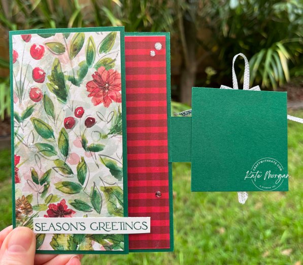 3D Ornament Fancy Fold Card for Heart of Christmas by Kate Morgan, Stampin Up Australia 2023 opening