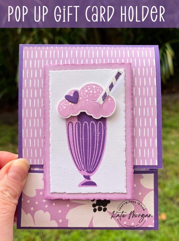 Share a Milkshake Pop Up Gift Card Holder Gorgeous Grape Colour Creations Blog Hop by Kate Morgan, Stampin Up Australia 2023