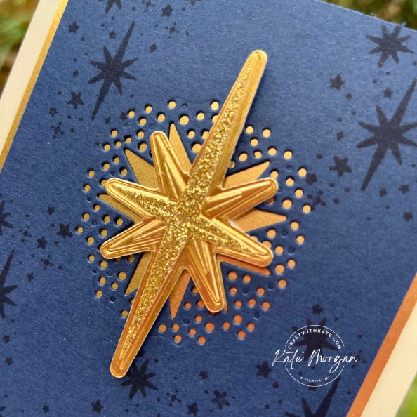 Stars at Night Card, Heart of Christmas Blog Hop by Kate Morgan, Stampin Up Australia 2023 close up
