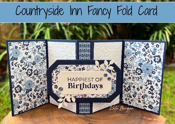 Country Inn Fancy Fold Card for Night of Navy Colour Creations Blog Hop by Kate Morgan, Stampin Up Australia 2024 open