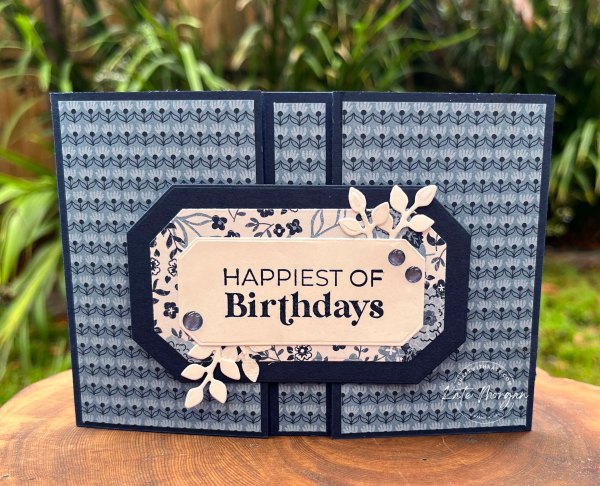 Country Inn Fancy Fold Card for Night of Navy Colour Creations Blog Hop by Kate Morgan, Stampin Up Australia 2024