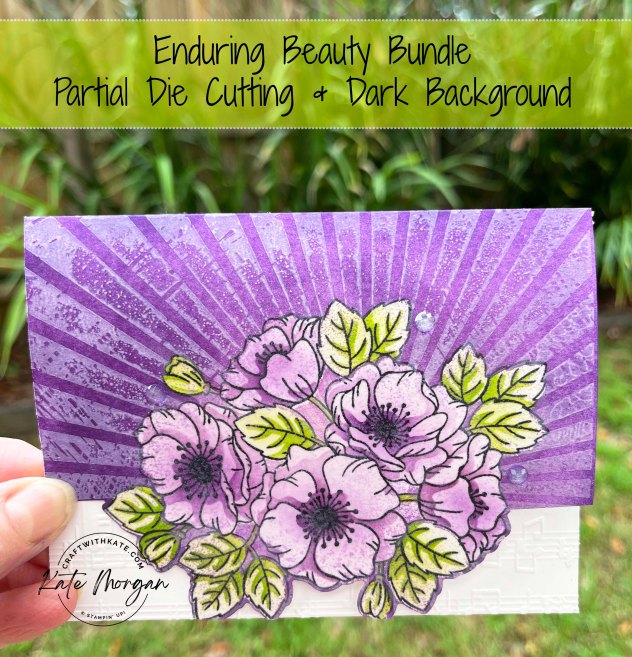 Enduring Beauty Partial Die Cutting Technique card for Parakeet Party Colour Creations Blog Hop by Kate Morgan, Stampin Up Australia 2024