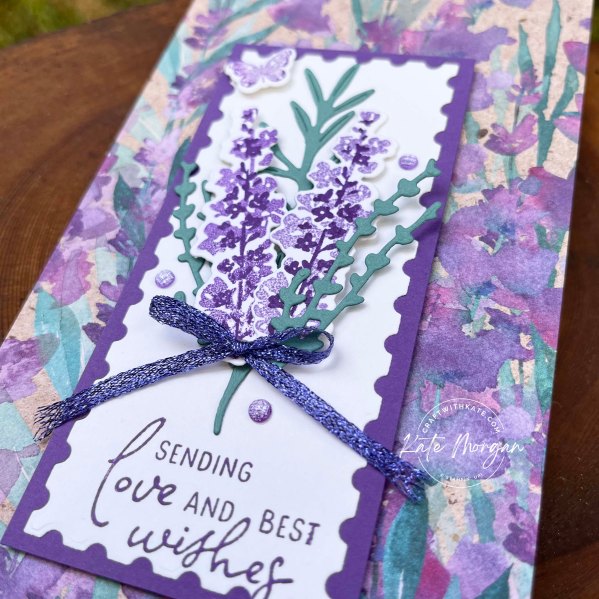 Painted Lavender Slimline Card by Kate Morgan, Stampin Up Australia 2024