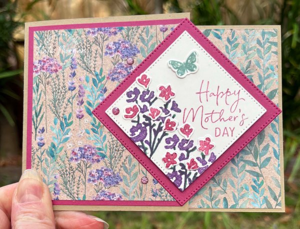 Painted &amp; Perennial Lavender Card by Kate Morgan, Stampin Up Australia 2024.