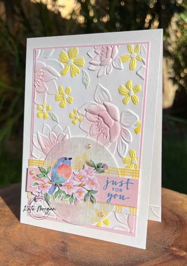 SAB 2024 Flight &amp; Airy DSP card with Layering Florals 3D TIEF by Kate Morgan, Stampin Up Australia