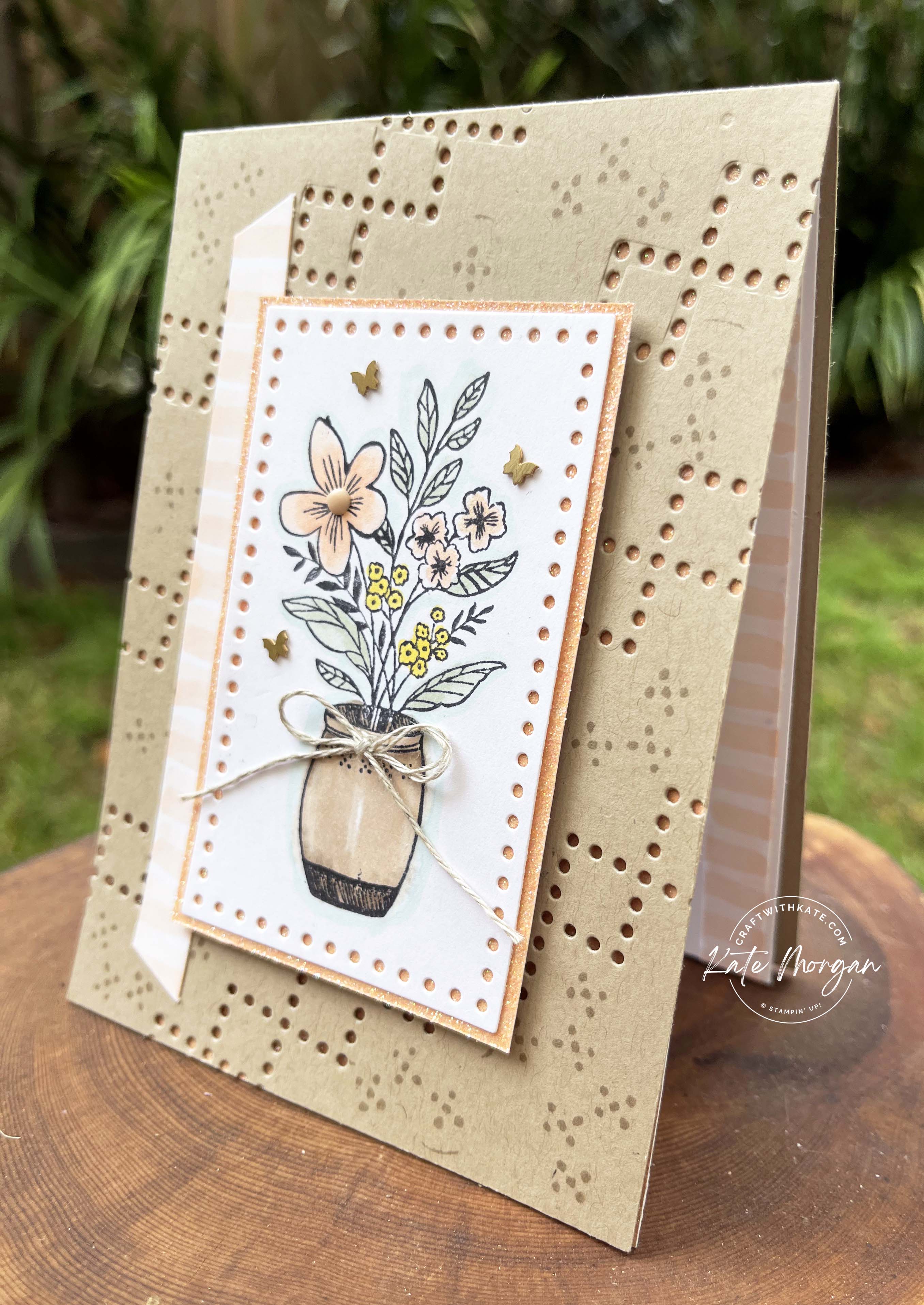 Everyday Details card for Petal Pink Colour Creations Blog Hop by Kate Morgan, Stampin Up Australia 2024 angle