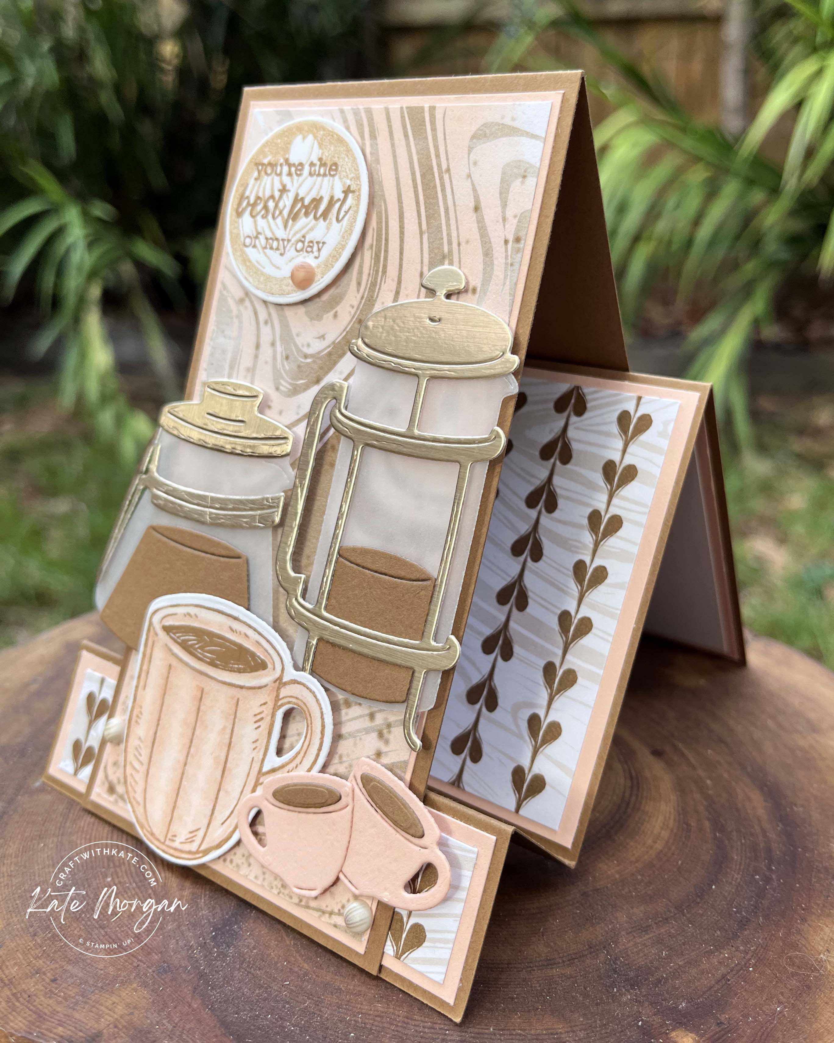 Latte Love fancy fold card by Kate Morgan Stampin Up Australia 2024 angle