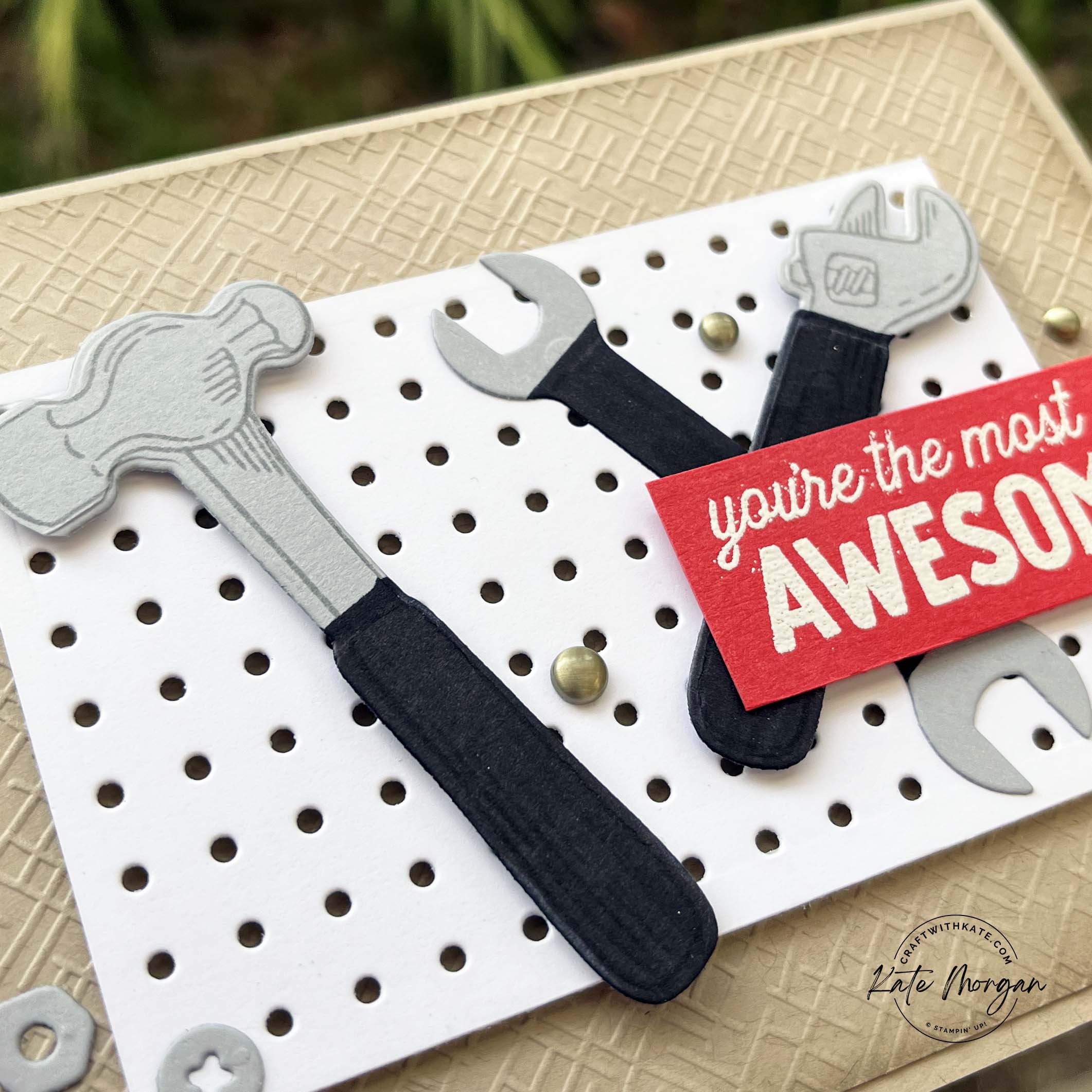 Masculine Trusty Tools card Smoky Slate Colour Creations Blog Hop by Kate Morgan Stampin Up Australia 2024.