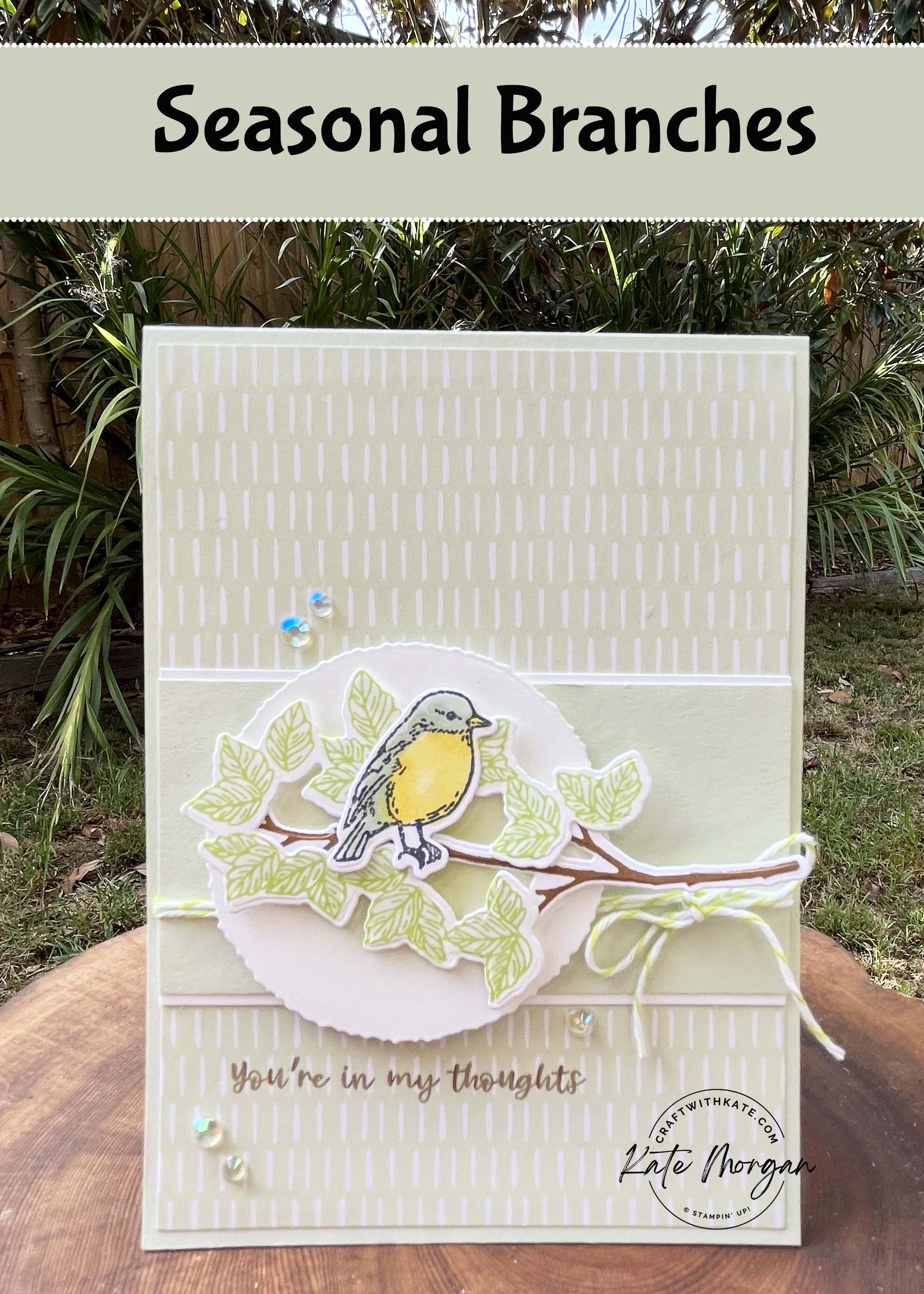 Thinking of You card with Seasonal Branches Soft Sea Foam Colour Creations Blog Hop by Kate Morgan Stampin Up Australia 2024
