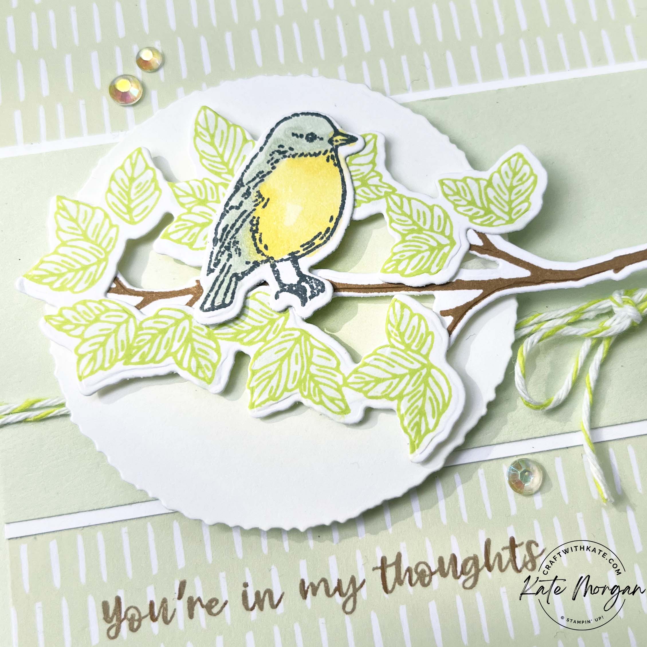 Thinking of You card with Seasonal Branches Soft Sea Foam Colour Creations Blog Hop by Kate Morgan Stampin Up Australia 2024.