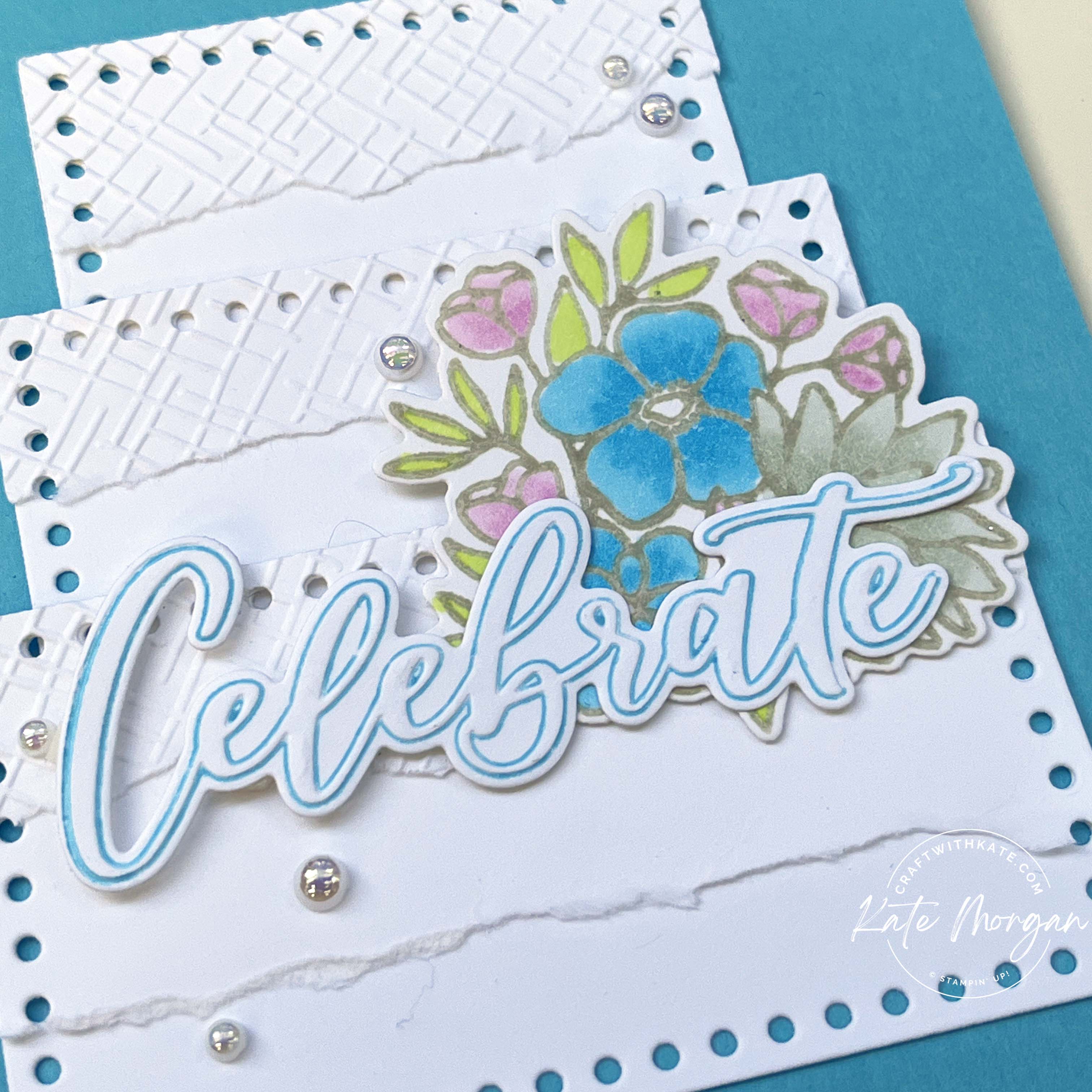 Wedding card using Everyday details dies and Country Flowers bundle for Tahitian Tide Colour Creations blog hop by Kate Morgan, Stampin Up Australia 2024 detailed